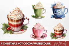 Christmas Hot Cocoa Watercolor Clipart PNG Product Image 1