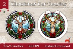 Stained Glass Christmas Car Coaster, Christmas Deer Coaster Product Image 1