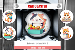 Car Coaster School Baby Cat Product Image 1