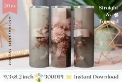 Floral Cross Tumbler Sublimation, Floral Easter Tumbler Wrap Product Image 1