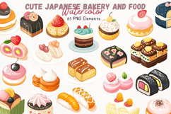 Cute Japanese bakery and food 85 Cliparts Collection Product Image 1