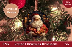 Santa Claus Round Ornament, Santa Claus Sublimation Designs Product Image 1