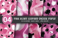 Pink Heart Leopard Digital Paper Product Image 1
