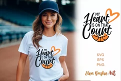 My heart is on that court svg, Basketball shirt svg, Product Image 1