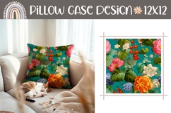 Cartoon Flowers Pillow PNG, Vintage Floral Pillow Case Product Image 1