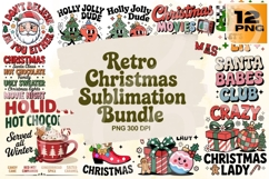Retro Christmas PNG Sublimation Bundle 12 Product Image 1
