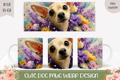 Chihuahua Mug Design, Floral Mug Wrap, Dog With Flowers Product Image 1