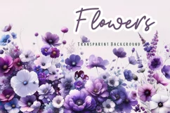 Flowers Collection, Watercolor Purple floral clipart Product Image 1