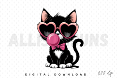 Valentine Cute Cat PNG, Funny Cat Sublimation PNG Product Image 1