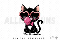 Valentine Cute Cat PNG, Funny Cat Sublimation PNG Product Image 1