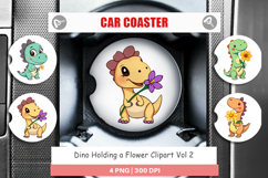 Car Coaster Dino with Flower Product Image 1