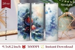 Watercolor Christmas Tumbler Design, Christmas Tree Tumbler Product Image 1