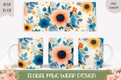 Watercolor Flowers Mug Wrap, Wildflower Mug Sublimation Product Image 1