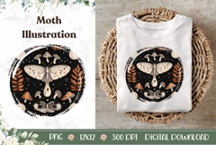 Boho Forest Illustration PNG, Celestial Moth PNG Product Image 1