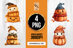 Cute Pumpkin Character Clipart Sublimation PNG Product Image 1