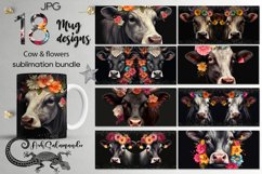 Cow &amp; flowers | Mug western sublimation design bundle, JPG Product Image 1