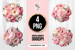 Pink Floral Bouquet Clipart Sublimation PNG Product Image 1