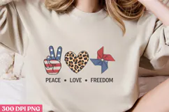 PEACE LOVE FREEDOM PNG, Memorial Day Sublimation PNG Product Image 2
