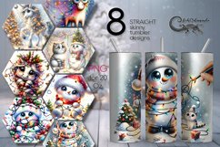 Christmas snowman &amp; unicorn | Skinny tumbler sublimation Product Image 1