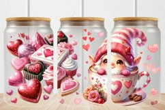 16oz Libbey Glass Can Tumbler Watercolor Gnome Valentine Product Image 1
