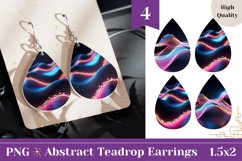 Abstract Teardrop Earring, Liquid Earring Sublimation Design Product Image 1