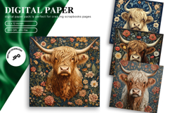 Highland Cow Background Cow Flower Vintage Wallpaper Product Image 1