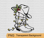 Cowboy Christmas printable svg, png Cowboy boots and hat cut Product Image 2