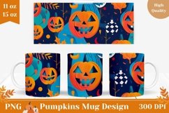 Halloween Pumpkins Mug Wrap, Halloween Coffee Mug Design Product Image 1