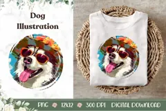 Husky Dog Illustration, Cartoon Husky PNG, Summer Husky PNG Product Image 1
