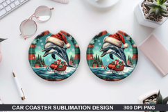 Dolphin Car Coaster Sublimation| Christmas Coaster PNG Product Image 1