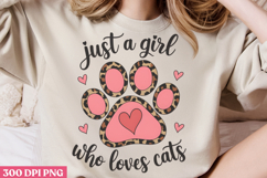 Just A Girl Who Loves Cats PNG, Cat Mom Sublimation PNG Product Image 2