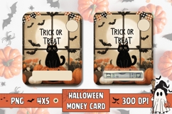 Trick or Treat Money Card, Printable Halloween Black Cat PNG Product Image 1