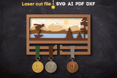 Swimming Medal Holder SVG laser cut file for Glowforge Product Image 1