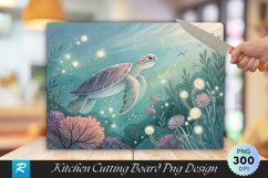 Dreamy Underwater with Turtle Marine Life Cutting Board PNG Product Image 1