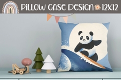 Baby Panda Pillow PNG, Cartoon Panda Pillowcase Template Product Image 1