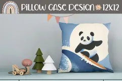 Baby Panda Pillow PNG, Cartoon Panda Pillowcase Template Product Image 1
