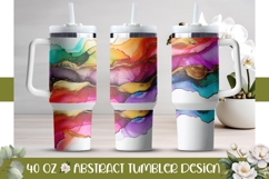 Fluid Art Tumbler Template, Watercolor 40 Oz Tumbler PNG Product Image 1