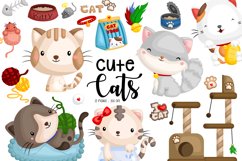 Cute Cats Clipart - Feline Animal Clip Art Product Image 1