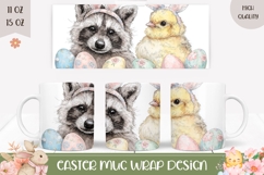 Easter Chick Mug Design, Cartoon Raccoon Mug Template Product Image 1