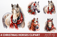 Christmas Horses Clipart PNG Product Image 1