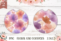Pastel Flowers Car Coasters, Summer Round Coaster Designs Product Image 1