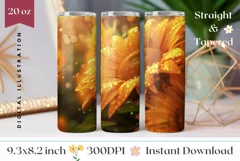 Sunflowers Tumbler Wrap, Glitter Sunflowers Sublimation Product Image 1