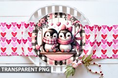 Valentine Penguin Round Sign Sublimation - Clipart PNG Product Image 1