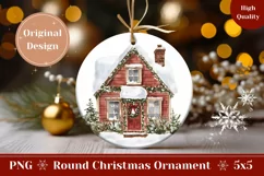 Watercolor House Ornament Design, Winter House PNG Product Image 1