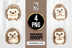 Cute Hedgehog Watercolor Clipart PNG Product Image 1