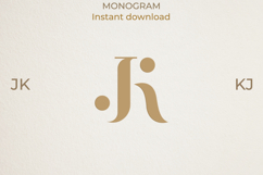 JK KJ Wedding Monogram Logo | Elegant Initials Vector Product Image 1