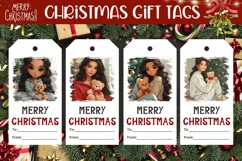 Winter Gift Tags, Cartoon Christmas Girl Sublimation Design Product Image 1