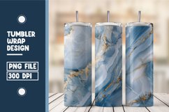 White Gold Blue Marble Tumbler Wrap Design Product Image 1