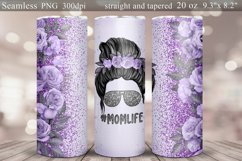 Messy Bun Tumbler Wrap | Roses Glitter Mom Life Sublimation Product Image 1