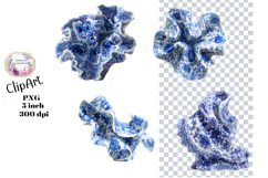 Blue Toile, Ephemera, PNG, Clipart, Junk Journal, flowers Product Image 1
